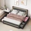 A bedroom setting with a bed and nightstand. Anteprima dell’immagine prodotto