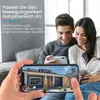 A couple is looking at a smartphone displaying a house with a grid overlay, suggesting a security or smart home feature. Produktbild-Vorschau