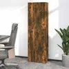 A tall, narrow cabinet with a wood-like finish stands in an office setting next to a gray office chair and a potted plant. Anteprima dell’immagine prodotto