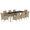 9-tlg. Garten-Essgruppe mit Kissen Beige Poly Rattan Glas Produktbild-Vorschau 1
