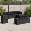 vidaXL 8-tlg. Garten-Sofagarnitur mit Kissen Schwarz Poly Produktbild-Vorschau 2