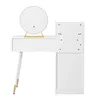 A white vanity table with a round mirror on a gold stand, shown against a white background. Produktbild-Vorschau