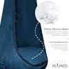 Close-up of a blue hanging chair with text overlays describing its filling. Anteprima dell’immagine prodotto