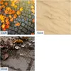 A collage of three images showing different types of ground cover: fallen leaves on cobblestones, sand, and debris on pavement. Podgląd zdjęcia produktu