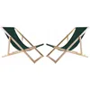 Set 2x Liegestühlen mt Couchtisch Tisch grün aus Holz Produktbild-Vorschau 2