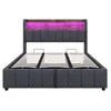 A bed frame with a headboard and integrated LED lighting. Podgląd zdjęcia produktu