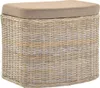 A close-up studio shot of a woven storage ottoman with a padded lid. Produktbild-Vorschau