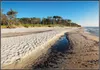 Wallario Wandbild Einsamer Strand am Meer - Blauer Himmel, Produktbild-Vorschau 1
