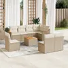 9-tlg. Garten-Sofagarnitur mit Kissen Beige Poly Rattan Produktbild-Vorschau 1