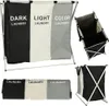 Multiple views of a three-compartment laundry sorter. Produktbild-Vorschau