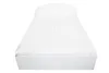 A white mattress protector on a white bed frame. Produktbild-Vorschau