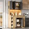 Armoire vitrine Merax pour cuisine, équipée de LED, meuble Voir les images du produit 4