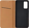 A black phone case with a brown cover is shown open, revealing the inside of the cover. Produktbild-Vorschau
