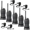 A set of black Retevis RT21 walkie-talkies with microphones and charging bases, arranged on a white background. Náhled obrázku produktu