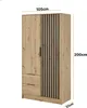 Kleiderschrank Stilo Eiche Artisan mit Lamellen – 105 cm, 2 Produktbild-Vorschau 5