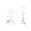 Technical drawing and exploded view of a faucet valve. Produktbild-Vorschau
