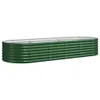 A long, oval-shaped raised garden bed made of green corrugated metal with a silver rim, shown against a white background. Náhľad obrázku produktu