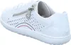 A white leather sneaker with perforations and a side zipper. Voir les images du produit