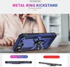 A person's hands are holding a blue phone case with a metal ring kickstand. Produktbild-Vorschau