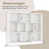 A diagram showing the dimensions and load capacity of a white bookshelf. Náhľad obrázku produktu
