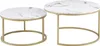 Two round coffee tables with marble-like tops and gold metal frames are shown against a white background. Voir les images du produit