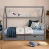 Homestyle4u Kinderbett 90x200 Hausbett Grau mit Bettkasten Produktbild-Vorschau 7