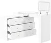 A white dresser with multiple drawers and a flip-top vanity mirror with LED lights. Anteprima dell’immagine prodotto
