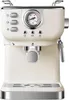 A close-up front view of a cream-colored espresso machine with silver accents. Náhled obrázku produktu