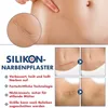 A collage of images showing a scar on a person's abdomen, with before-and-after comparisons of scar treatment. Produktbild-Vorschau