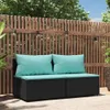 vidaXL Garten-Mittelsofas mit Kissen 2 Stk. Schwarz Poly Produktbild-Vorschau 2