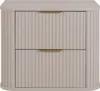 A front view of a beige, fluted two-drawer cabinet with gold handles. Náhled obrázku produktu