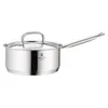 A stainless steel saucepan with a lid and handle, presented on a white background. Náhled obrázku produktu
