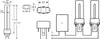 Technical drawing and schematic of a compact fluorescent lamp and its components. Náhľad obrázku produktu