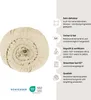 A rolled-up fitted sheet is shown next to a list of product features and certifications. Produktbild-Vorschau