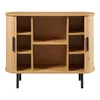 A wooden cabinet with black legs and handles, shown against a white background. Podgląd zdjęcia produktu