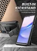 A black phone case with a built-in kickstand is displayed, along with a phone inside the case. Text highlights the kickstand feature. Náhľad obrázku produktu