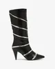 Schwarz-silberne Damenstiefel mit Stöckelabsatz und Produktbild-Vorschau 6