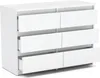 A white, modern, handleless dresser with six drawers, some of which are partially open. Produktbild-Vorschau