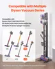 A Dyson vacuum cleaner stand with multiple Dyson vacuum models displayed in a collage. Produktbild-Vorschau