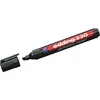 A black permanent marker with its cap off, lying on a white background. Produktbild-Vorschau