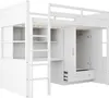 A white loft bed with integrated storage, wardrobe, and desk. Anteprima dell’immagine prodotto