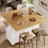 OKWISH Îlot De Cuisine Extensible Avec Roulettes Et Plateau Voir les images du produit 1