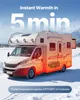 A white RV parked in a snowy landscape, with red and orange heat graphics highlighting the lower portion of the vehicle. Voir les images du produit