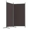 A two-panel room divider or paravent is shown against a white background. The paravent is dark brown and has a metal frame. Produktbild-Vorschau