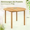 COSTWAY Gartentisch Holz, 100 cm runder Holztisch aus Produktbild-Vorschau 3