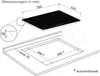 Diagram showing the dimensions of a cooktop and its cutout for installation. Produktbild-Vorschau