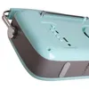 Close-up view of the side and top of a mint-colored Bluetooth radio. Náhled obrázku produktu