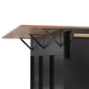 A close-up view of a black kitchen cart with a wooden tabletop and black metal folding brackets. Produktbild-Vorschau