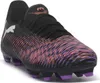A single black and red Puma Future 8 Play FG/AG soccer cleat is shown from a side angle against a white background. Produktbild-Vorschau