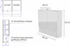 Technical drawing and visual representation of a white cabinet with mirrors. Produktbild-Vorschau
